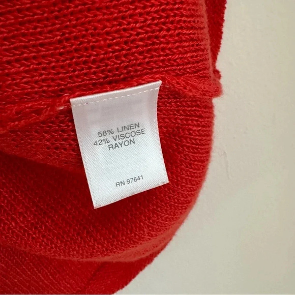 J Jill Large Coral Linen Blend Cardigan Knit Single Button Lightweight - Picture 4 of 7